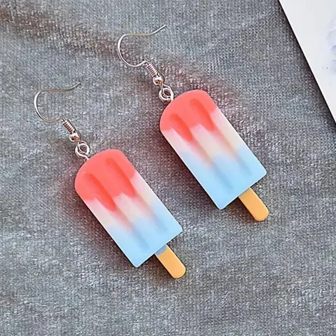1 Pair Resin Ice Cream Design Dangle Earrings, Creative Colorblock Cute Jewelry For Women