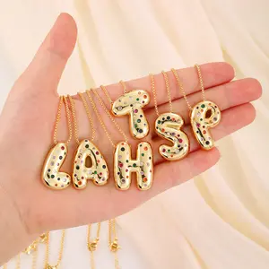2025 Versatility, Fashion and Personality Creative Glossy Color Large Letter Pendant Copper Inlaid Zircon Hip Hop 26 English Letter Necklace