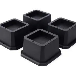 4Pack Bed Risers 2 Inch Heavy Duty Bed Furniture Elevators, 1,500 lbs Lifts Up Riser for Sofa and Table, Black