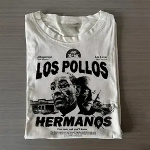 Vintage Los Pollos Hermanos Graphic Tee - Gus Fring and Mike Ehrmantraut Shirt - Breaking Bad Movie Shirt - Walter White - Jeese Pinkman - Iconic Movie Shirt Menswear Top