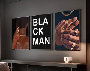 Set of 3 Black Man Wall Art, HypeBeast Wall Art