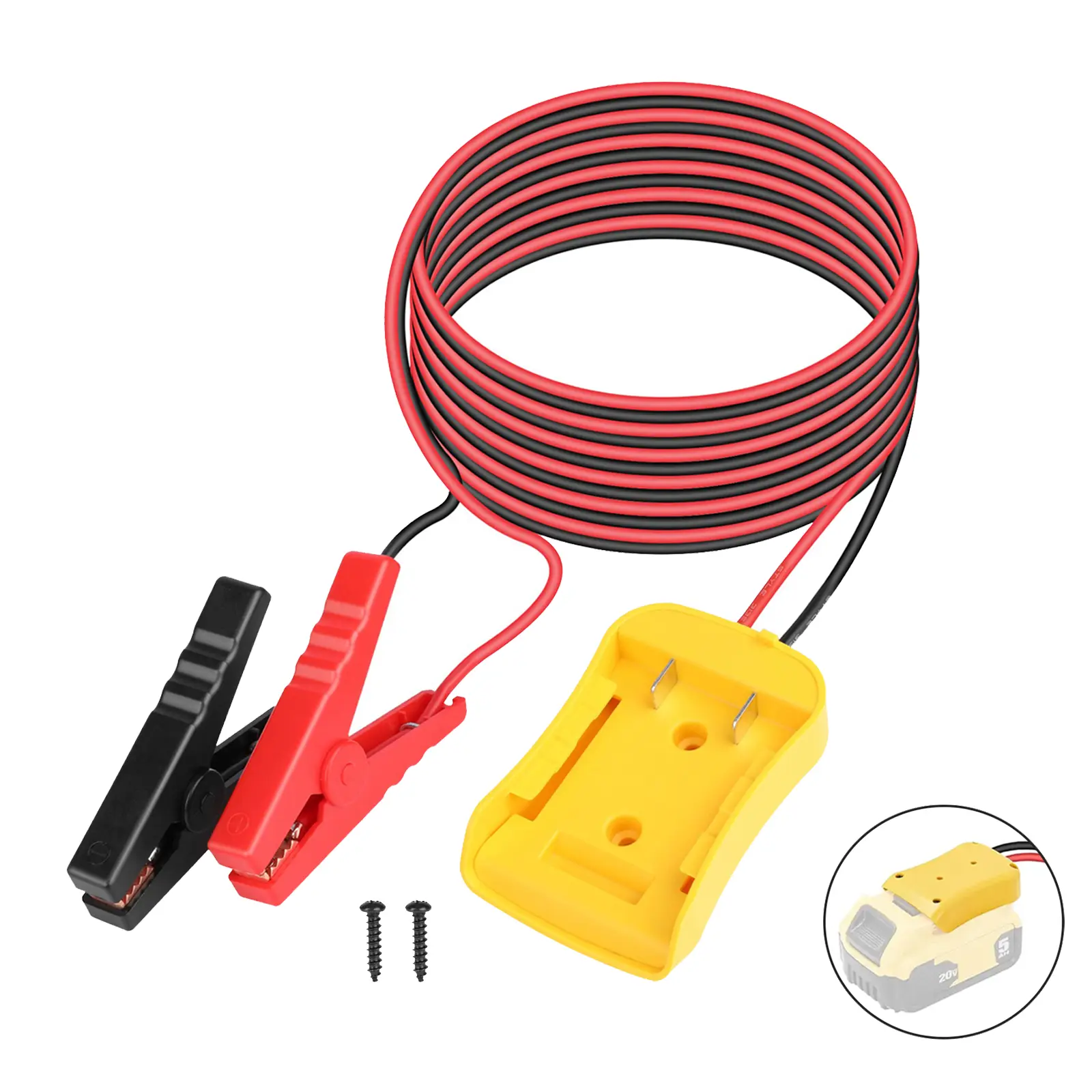 Jumper Cables for Car with Adapter Compatible with DeWalt 20V Batteries, Silicone wire 12AWG 6FT Automotive Booster Cables for Jump Starting Car Using Tool Battery, Temperature resistance 392℉(200℃) Truck Vehicle