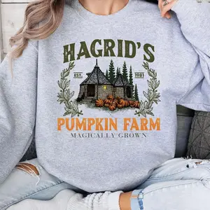 Hagrids Pumpkin Farm Halloween Sweatshirt T-Shirt Hoodie, HP Fan Gift for Potterhead, Pumpkin Patch Shirt, Halloween Weasley Sweater, Pumpkin Farm Sweater, Pumpkin Fall Thanksgiving, Potterhead Gift, Full Color, Printed In The USA
