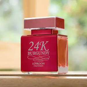 LONKOOM 24K Burgundy EDP Oriental Floral 100ml Long Lasting Scent for Women Citrus Clean Fresh Woody Fragrance Perfect Gift Choice summervibes summervibes