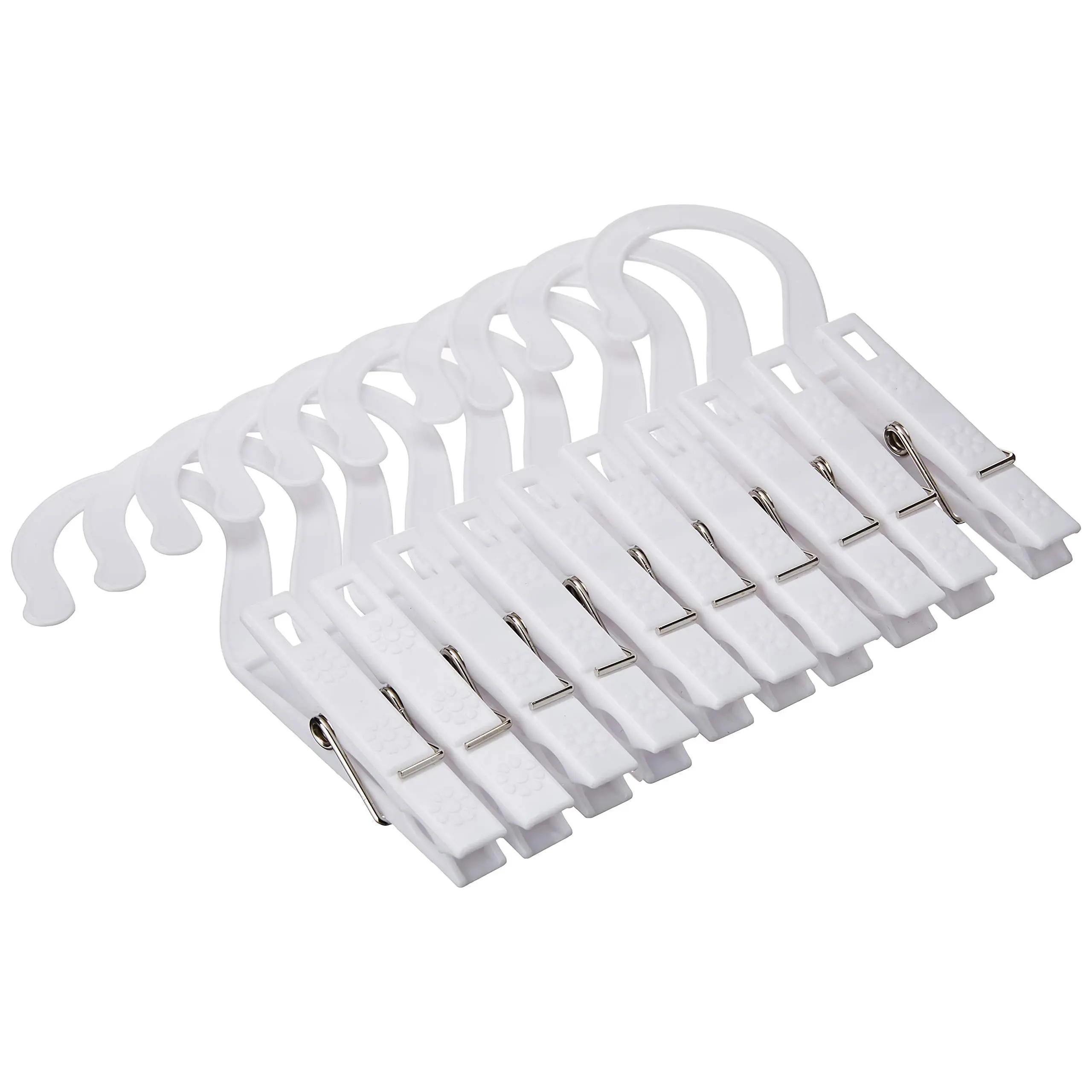 Laundry Hooks  Set of 10 Clothing Pin White