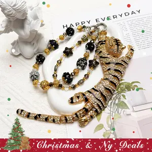 Tiger- Gorgeous Phone Charm, Christmas Gift, Gift for Her, Decor, Teenage Girl Accessories, Couple Gifts, Chain, Phone Charm, Crystal, Wallet Chain, Acrylic, Alloy, Ceramic, Rhinestone, Smartphone, Cellphone