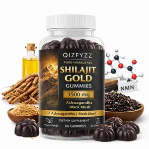 Natural Sugar-Free Pure Himalayan Shilajit Gold Gummies – 60-Count Lab-Tested GMO-Free Clean Fitness Supplement, Edible Healthcare Dietary Aid with Fulvic Acid, Ashwagandha & 85+ Trace Minerals