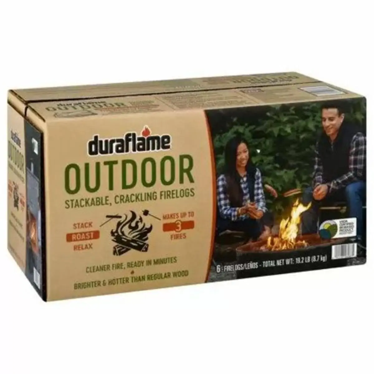 Duraflame Cowboy Cooking Firelog - 3.2 lbs, Pack of 6, Eco-Friendly Renewable Logs, Kitchen Fire Starter Utensil for Kitchen Use, Outdoor Campfire Roast