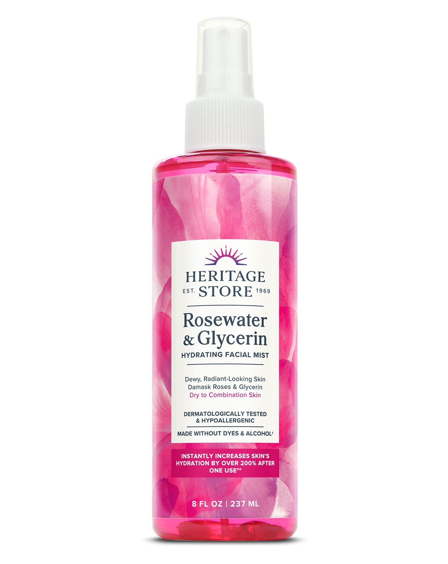 Heritage Store Rosewater & Glycerin Hydrating Mist - Skincare for Hydration & Skin Repair