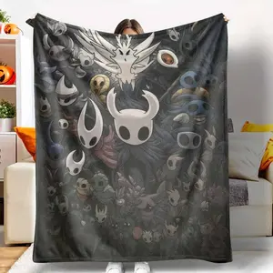 Hollow Knight Flannel Blanket, Video Game Character Print, UltraSoft, Lightweight, Warm, Cozy, FadeResistant, AntiPilling, Suitable for Sofa, Bedroom, Living Room, Office, Travel and Gifts.