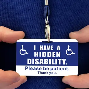 Letter Pattern Disability Card, Warm Reminder Card with Lanyard, Medical Care Decor Slogan Note for Disabled, Personalized Lanyard