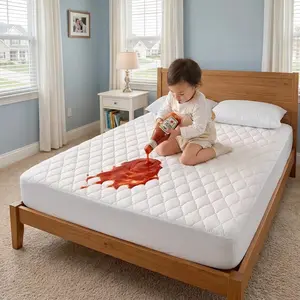 Waterproof mattress protector set, comes with pillowcases, deep pocket design, quilted diamond pattern, available in single bed, double bed, king size, and king-size dimensions, machine washable Luxury mattresstopper