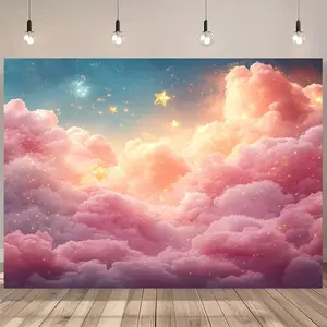 1pc, Modern Polyester Starry Night Sky Tapestry, Twinkle Little Star Clouds Backdrop, Durable Wall Decor for Home & Room, No Feathers, Electricity-Free, General Fit Occasion