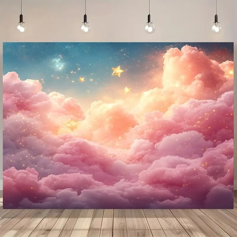 1pc Modern Synthetic Abstract Starry Night Sky Tapestry - Home Supplies, Uncorded, Durable Home Wall Decor, Wall Mount-Compatible, Starry Clouds Backdrop, Feather-Free, Electricity-Free Indoor Decor, Cordless, No Feathers