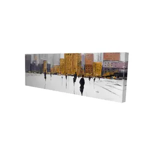 Begin Home Decor 2080-1648-ST48 16 x 48 in. City on the Horizon Gray Canvas - Contemporary Bedroom Decor