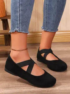 Women's Fashionable Criss Cross Design Slip on Round Toe Flats, Casual Comfortable Breathable Flat Shoes for Daily Wear, Lightweight Breathable Shoes for All Seasons