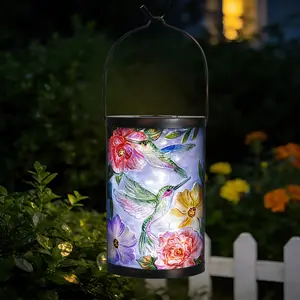 Hanging Solar Lantern Outdoor Decorative Waterproof LED Solar Hummingbird Lights Tabletop Lamp for Outdoor Patio Garden