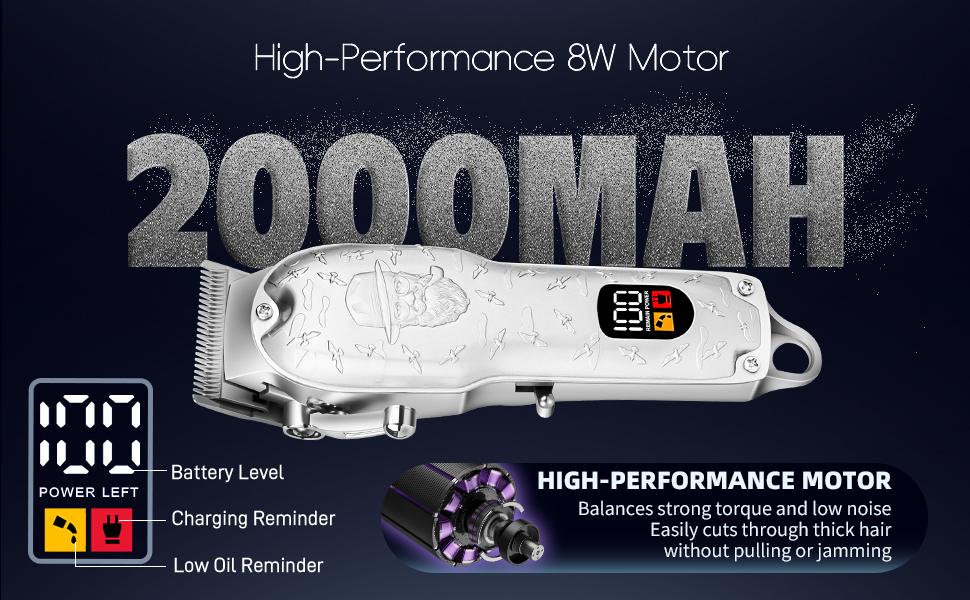 LQT Silver Vintage Beard Engraved 2-in-1 Men's Grooming Kit, Cordless Hair Clipper with LCD Display, Gold T-Blade Trimmer, Complete Rechargeable Barber Set with Guide Combs & Cape for Salon & Home DIY Haircuts, Fades, Edges & Beard Shaping