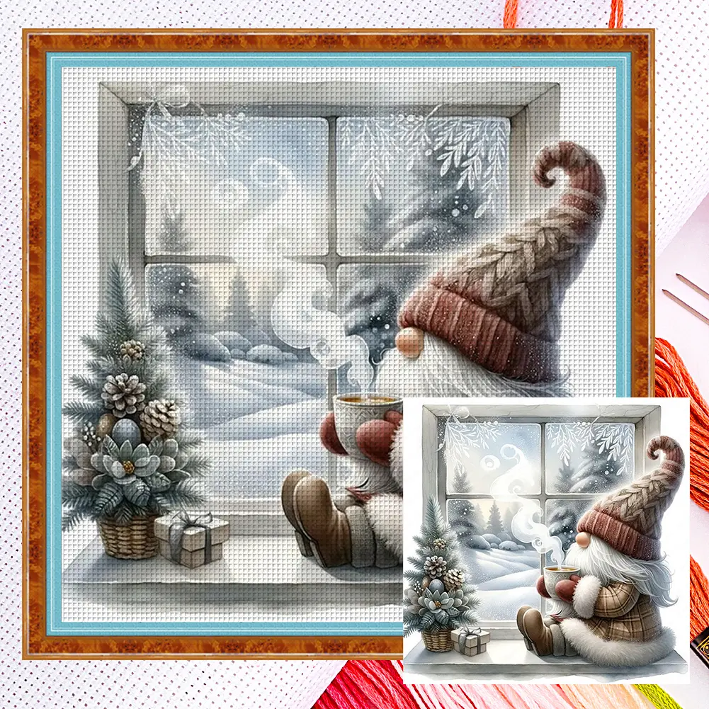 Full Embroidery Eco-cotton Thread 14CT Counted Goblin Cross Stitch Kit 40x40cm