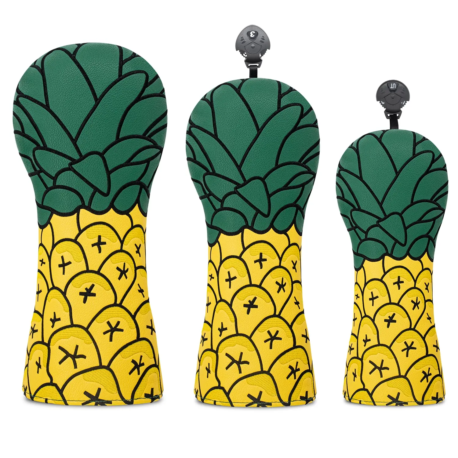 Pineapple Pattern PU Golf Club Headcover, Fits Driver/fairway/hybrid Clubs, Universal Fit, Ideal Gift for Golfers, Men & Women