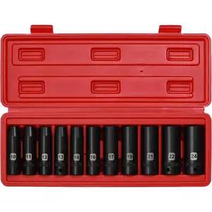 11 count 1/2 Inch Drive Deep Impact Socket Set, Metric, 6-Point, CR-V, 11 count 1/2" Dr. Deep Socket Set, 10mm - 24mm