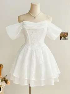 🌼 Soleia Bohemian Off Shoulder Halter Dress In Butter Yellow, Romantic Floral Look For Vacation And Party.