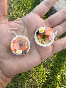 Ramen earrings white bowl