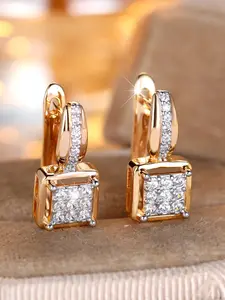 Luxurious Sparkling Teardrop Hoop Earrings, Elegant Artificial Diamond Ear Cuff, Perfect for Weddings, Parties, Valentine's Day Gifts