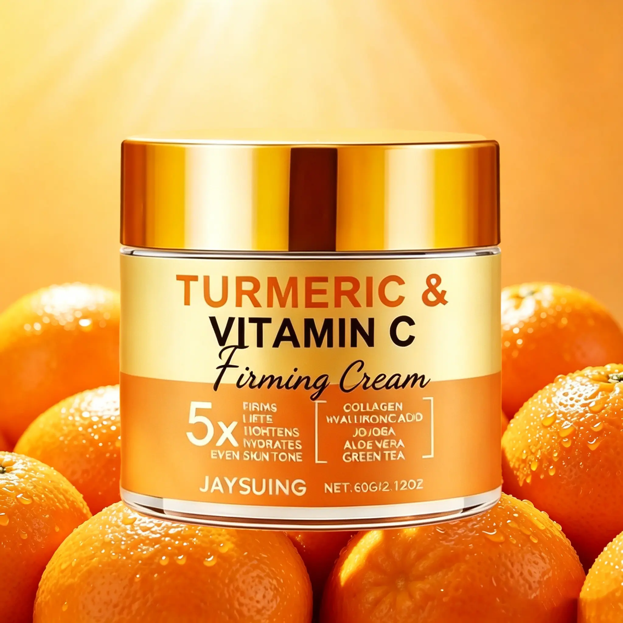 Turmeric & Vitamin C 60g Facial Moisturizing Cream for Adults - Daily Brightening, Firming, Hydrating, Nourishing, Skin Repair, Cleansing, Moisture-Boosting, Anti-Aging, Soothing, Youthful Support, Suitable for All Skin Types