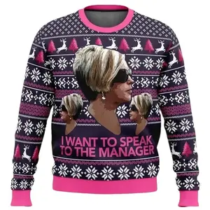 Christmas Karen Meme Ugly Sweater, Funny Meme Sweater, I Want To Speak To The Manager Xmas Sweater, Funny Christmas Gift Casual Long Sleeve