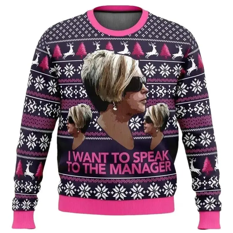 Christmas Karen Meme Ugly Sweater, Funny Meme Sweater, I Want To Speak To The Manager Xmas Sweater, Funny Christmas Gift Casual Long Sleeve