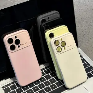 Macaron Series Silicone Phone Case with Large View Window, Liquid - Like & Skin - Friendly - ORANGE Phone Case For iPhone 17 16 15 14 13 12 11 PRO PLUS MAX Phone Case #DSCFYTORANGE