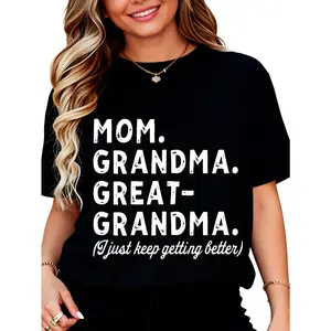 Cotton Grandma Shirts Women Mom Grandma Great Grandma Graphic Tshirts Grandmom Gifts Tops Casual Gigi Tees Shirt