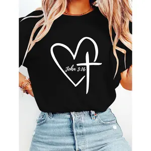Christian Faith Inspired John 3:16 Heart Cross T-Shirt
