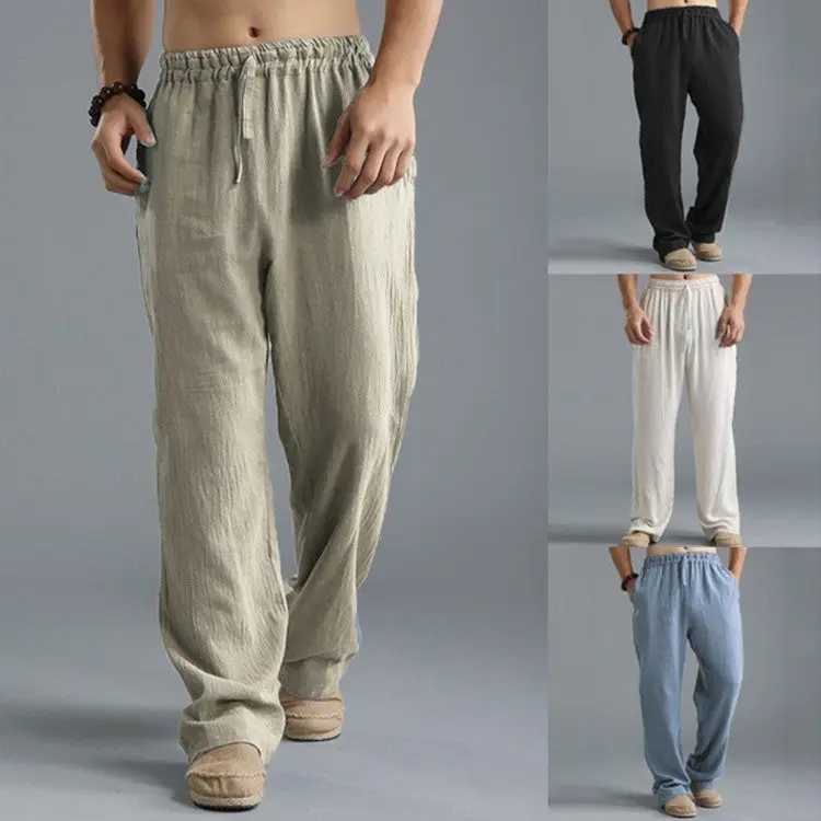 Men's Islamic Modest Trousers, Breathable Linen, Loose Casual Menswear Sports Pants
