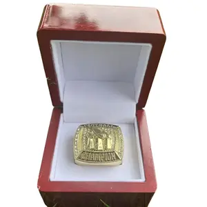 Golden color plated trophy style football championship ring with box packed for fans best collection christmas gift jewelry