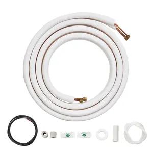VEVOR 16FT Mini Split Line Set, 1/4 3/8 O. D Copper Pipes Tubing and Triple-Layer Insulation, for Air Conditioning or Heating Pump Equipment HVAC with Rich Accessories (18ft Connection Cable)