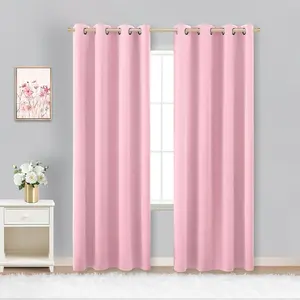 KOUFALL Bubble Gum Pink Blackout Curtains for Girls Room, Cute Light Pink Nursery Curtains Girl, Princess Black Out Girly Curtains for Kids Bedroom, 2 Panels, 52 Inch Wide x 84 Inch Long