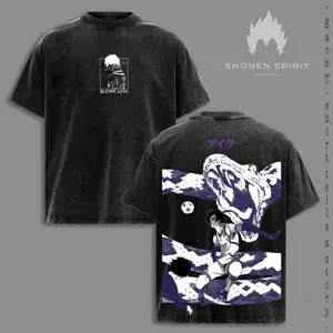 Aiku Blue Lock Serpent Aura Graphic T-Shirt, Japanese Soccer Anime Inspired Tee, Snake Flow Evolution Artwork, Double-Sided Acid Wash Cotton Shirt, Oversized Streetwear, Manga Fan Apparel, Lightweight Casual Unisex Top, Sports Anime Gift