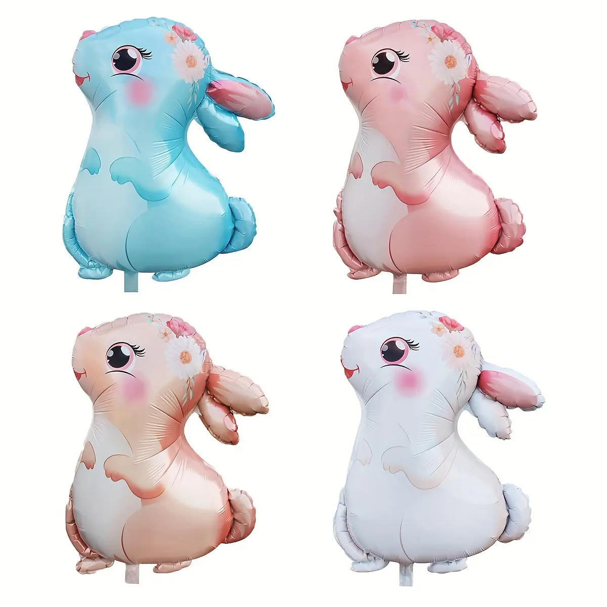 Cute Rabbit Aluminium Balloons (1/3 Pcs), Reusable Inflatable & Deflatable Decor, for Easter Birthday Parties, Indoor-Outdoor Home Festive Atmosphere Enhancement