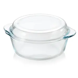 EXCLUSIVE:: PremiaGlass Round Casserole Pan - Oven Safe - Cookware, Pots