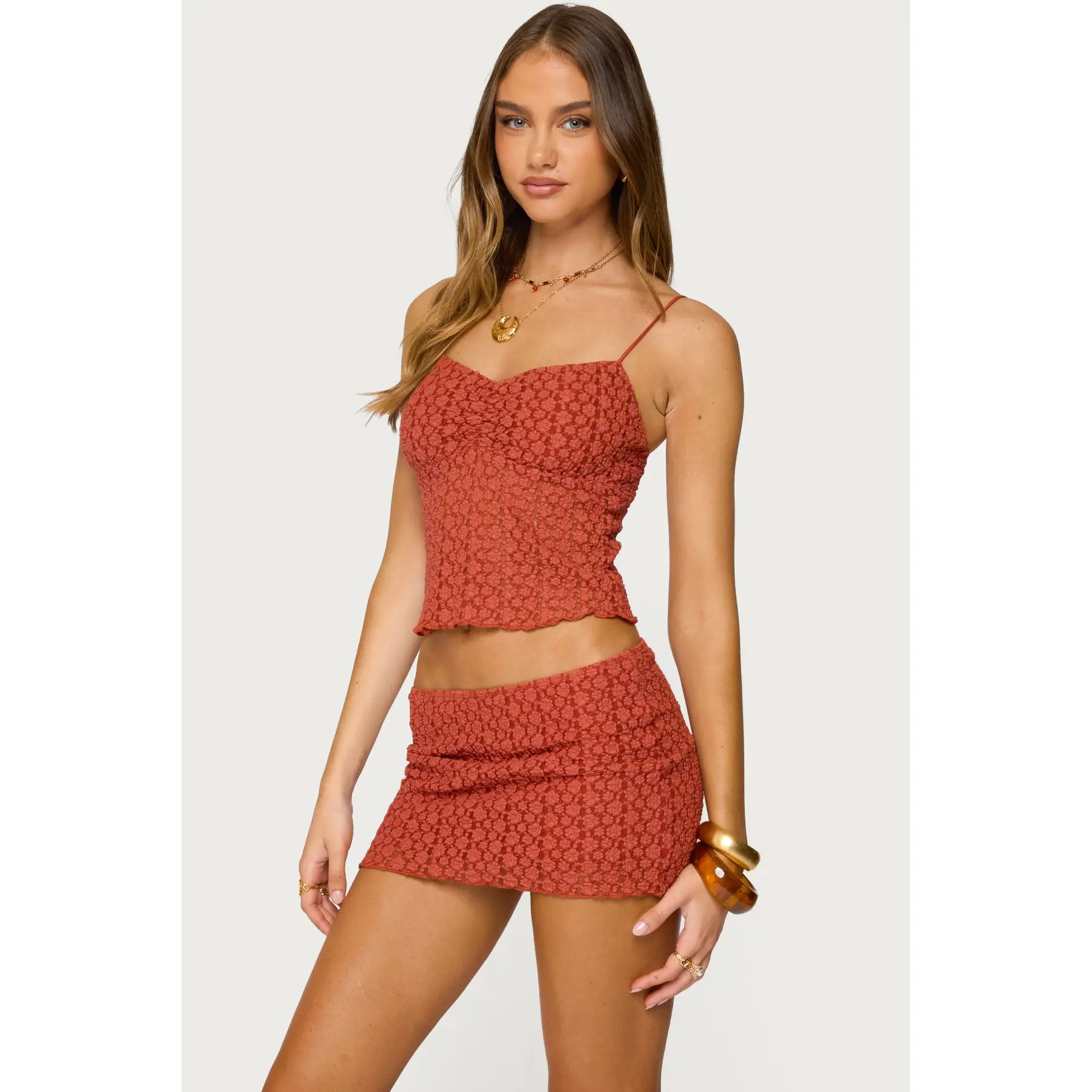 Josephina Textured Floral Tank Top - TikTok Shop