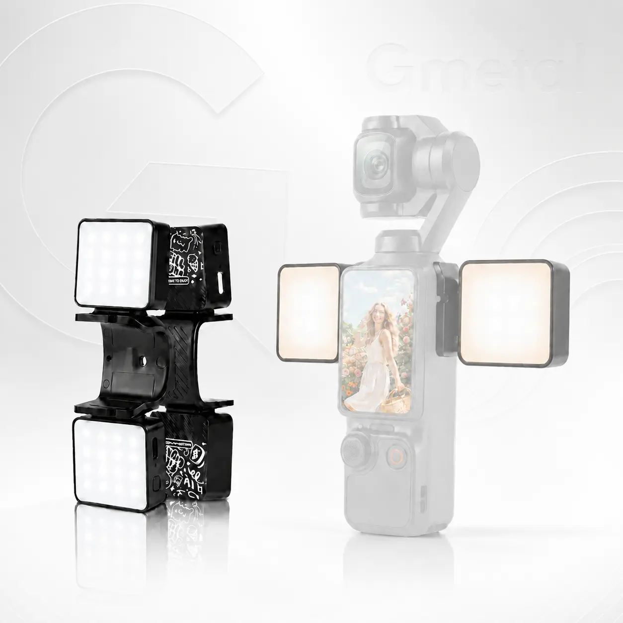 Magnetic Mini Fill Light Kit Compatible with DJI Osmo Pocket 3, Graffiti Dual Camera Lights, USB-C Rechargeable, 2500K-6500K, CRI 95+,back to school,back to school haul
