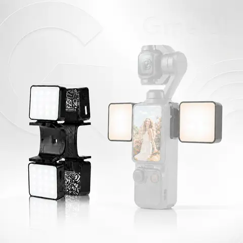 Gmetal Magnetic Adjustable Cordless Top Light + Dual Side Lights Kit for DJI Osmo Pocket 3/Xtra Muse, Plastic Graffiti Magnetic Mount, USB-C Rechargeable, 2500K-6500K CRI 95+, Ideal for Beach Filming Setup Work