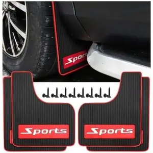 Car Mud Flaps, 4PCS Soft Flexible Bendable Rubber Vehicle Mudguard Splash Guard with Hardware Tool, Auto Exterior Protection Accessories for Front & Rear, Universal for Most Sedans (Sports)
