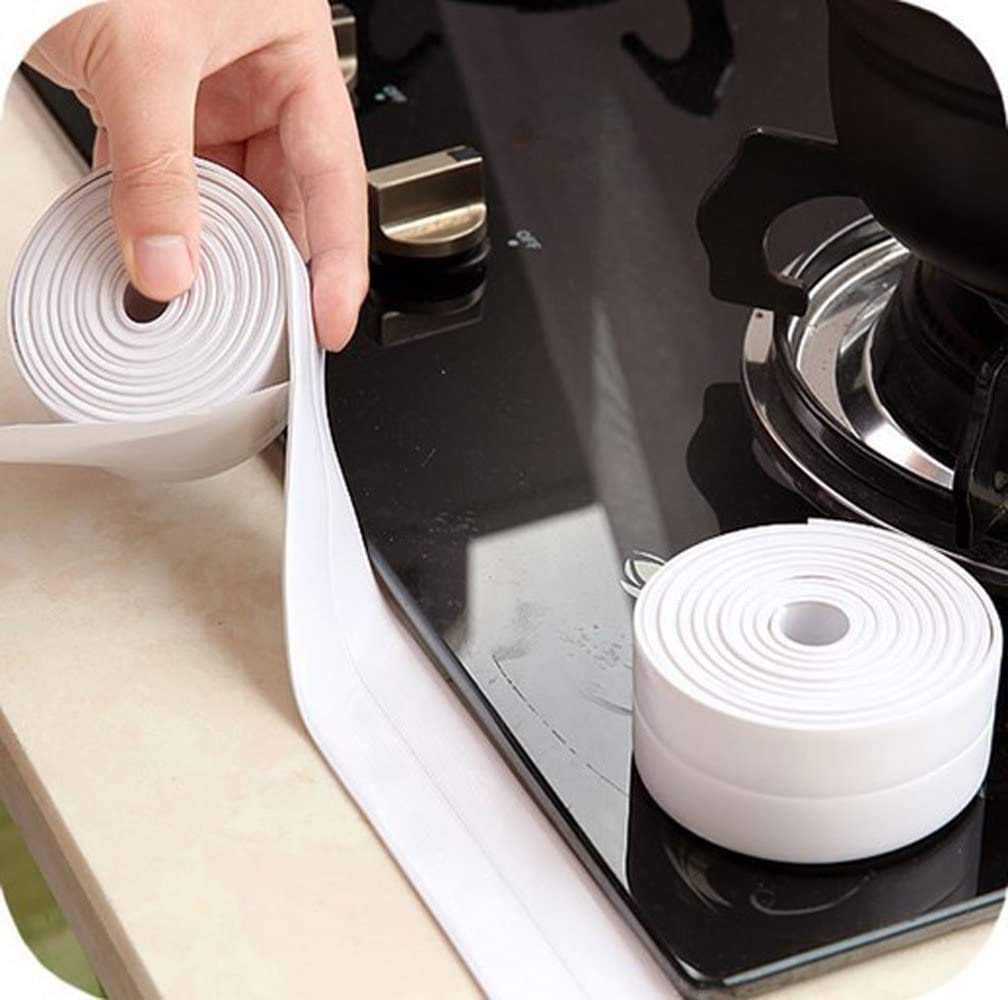 White Waterproof Caulk Tape Self-Adhesive Sealing Tape for Bathroom Kitchen Sink Toilet Tub Edges Easy Application & Durability