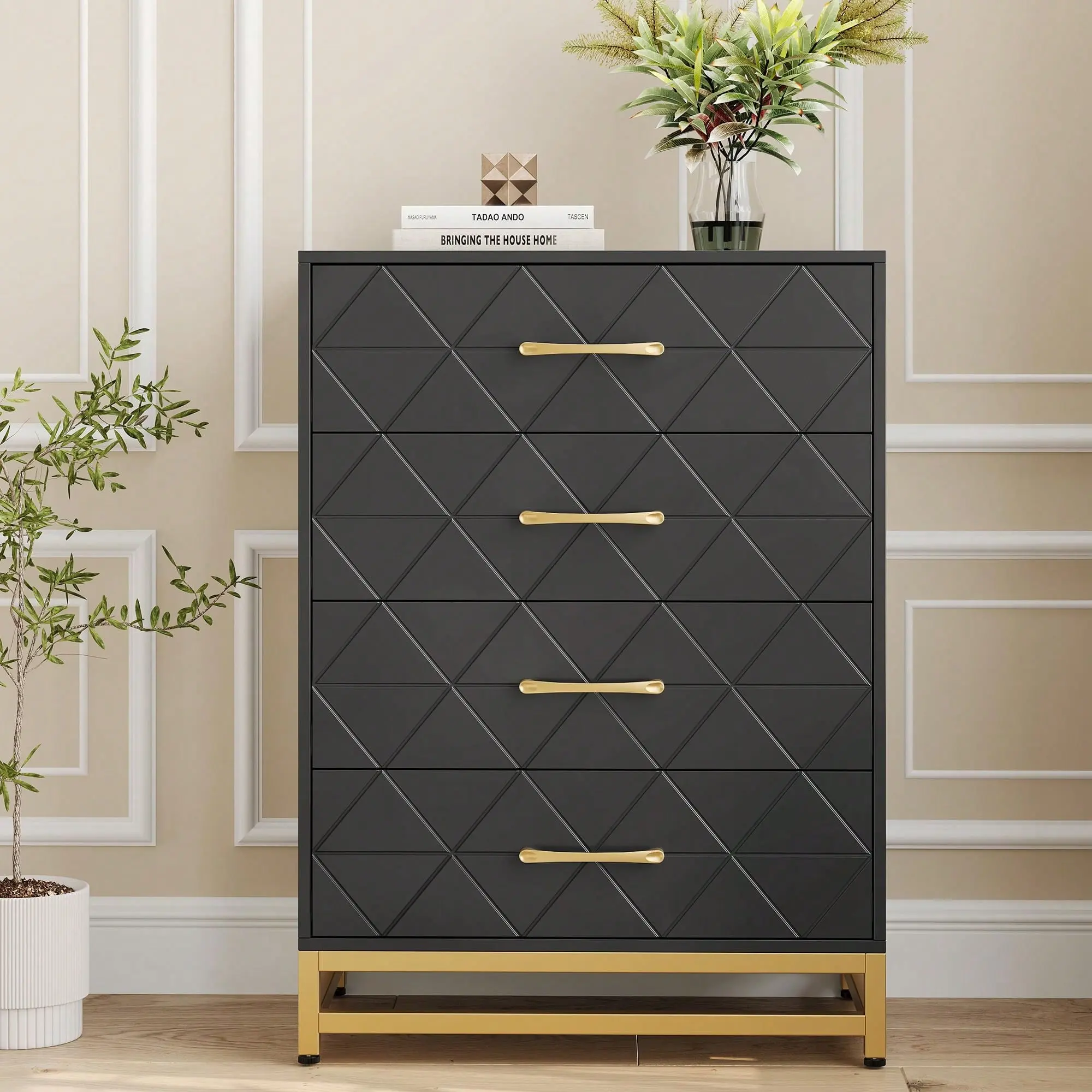 knee length dresses for ladies 4 Drawer Dresser Nightstand, Grey/Rustic Brown