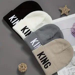 HIP HOP Beanie Hat KING Embroidered - Unisex Stretch Winter Skull Cap, Soft Acrylic Knit Warm Hats 2-Pack for Men & Women (One Size Fits Most)