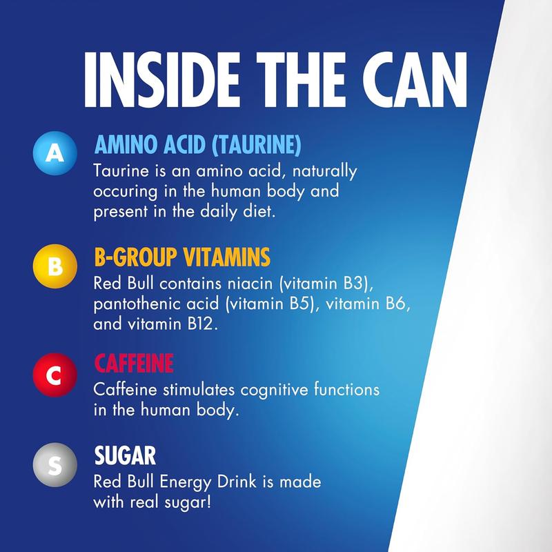 Red Bull Energy Drink, 80mg Caffeine, 8.4 fl oz, Pack of 12 Cans