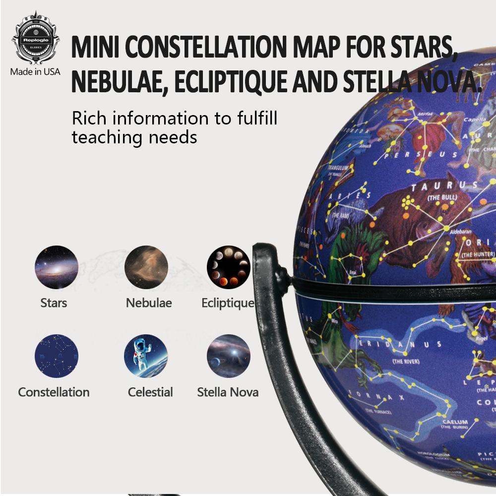 Replogle 4.3 inch Mini Interactive Celestial 720° Rotating Astronomical Globe with Constellation Nebulae for Space Exploration and Astronomy Enthusiasts Made in USA